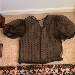 Zara See-though Polka Dot Top